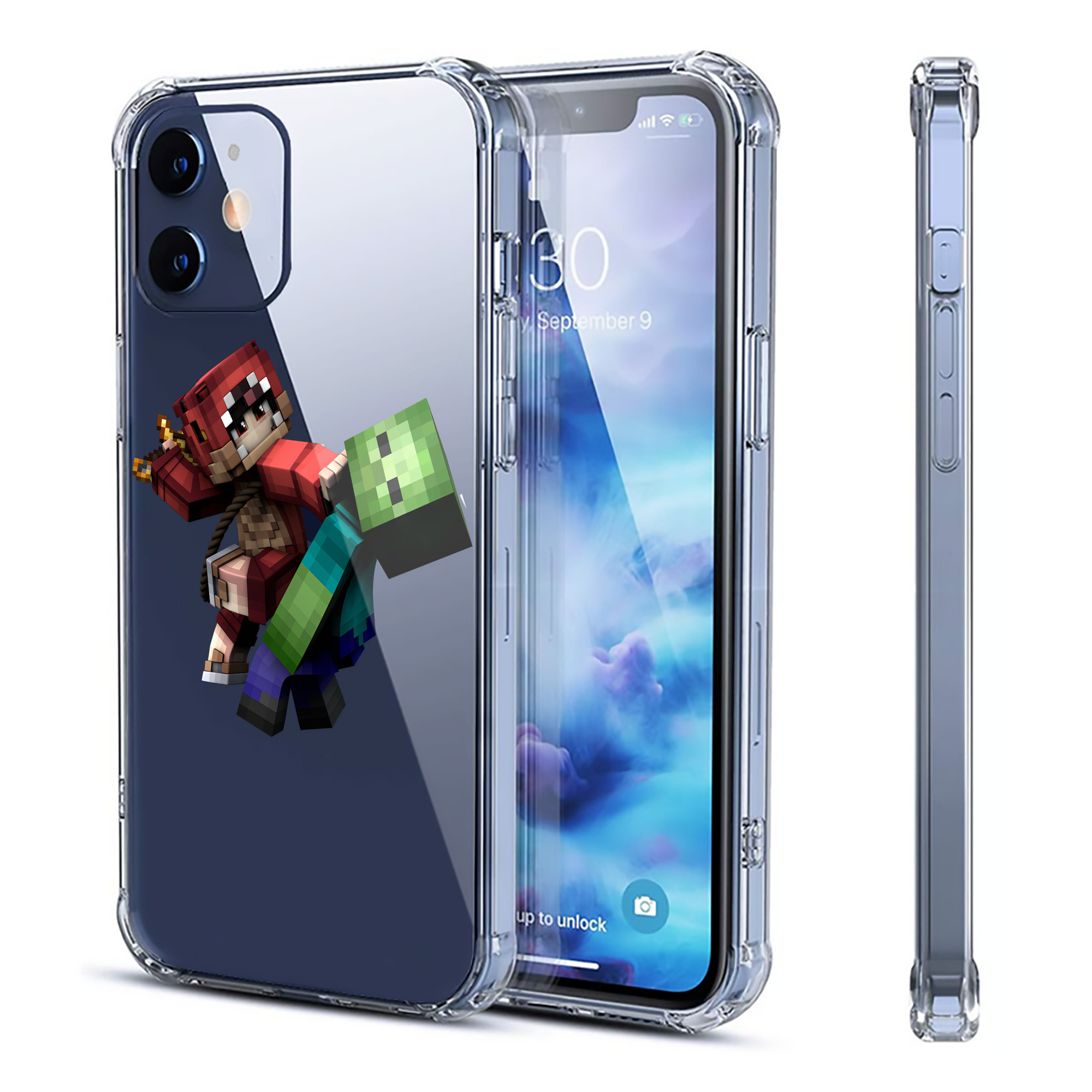 （画像用） マインクラフト ブロックの世界 Minecraft MC Block world 【iPhone 12シリーズ対応】透明スマホケース（クリアソフトケース）